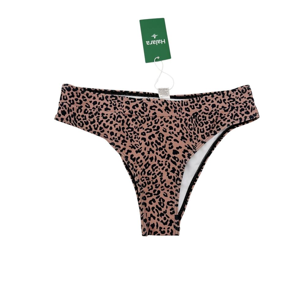HALARA Bikini Bottom Size S NEW Tan Leopard Print Cheeky Swim Animal Print